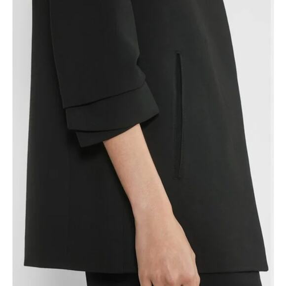 Aritzia Babaton Power Hip Blazer Open Front Ruched 3/4 Sleeve Jacket Crepe Black - Picture 3 of 15